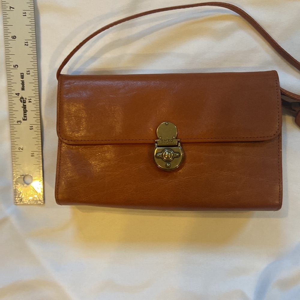 Enzo Angiolini Vintage Leather Crossbody Bag Cognac Mini Classic - Picture 9 of 11